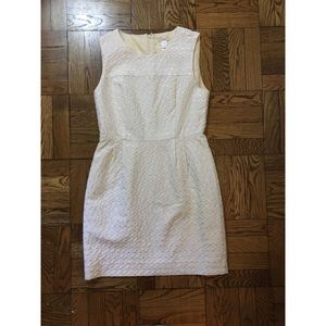 J. Crew White Sheath Dress with Metallic Dots
